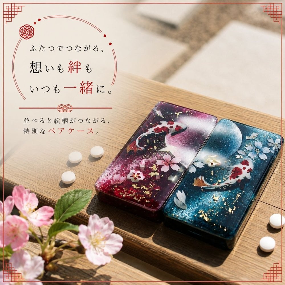 職人の手作り！和柄ペアFRISKケース「阿」フリスク タブレット ミント 名入れ 職人 手作り ハンドメイド 送料無料 伝統工芸 桜 和モダン 和柄 和風 和雑貨 ギフト プレゼント 贈り物