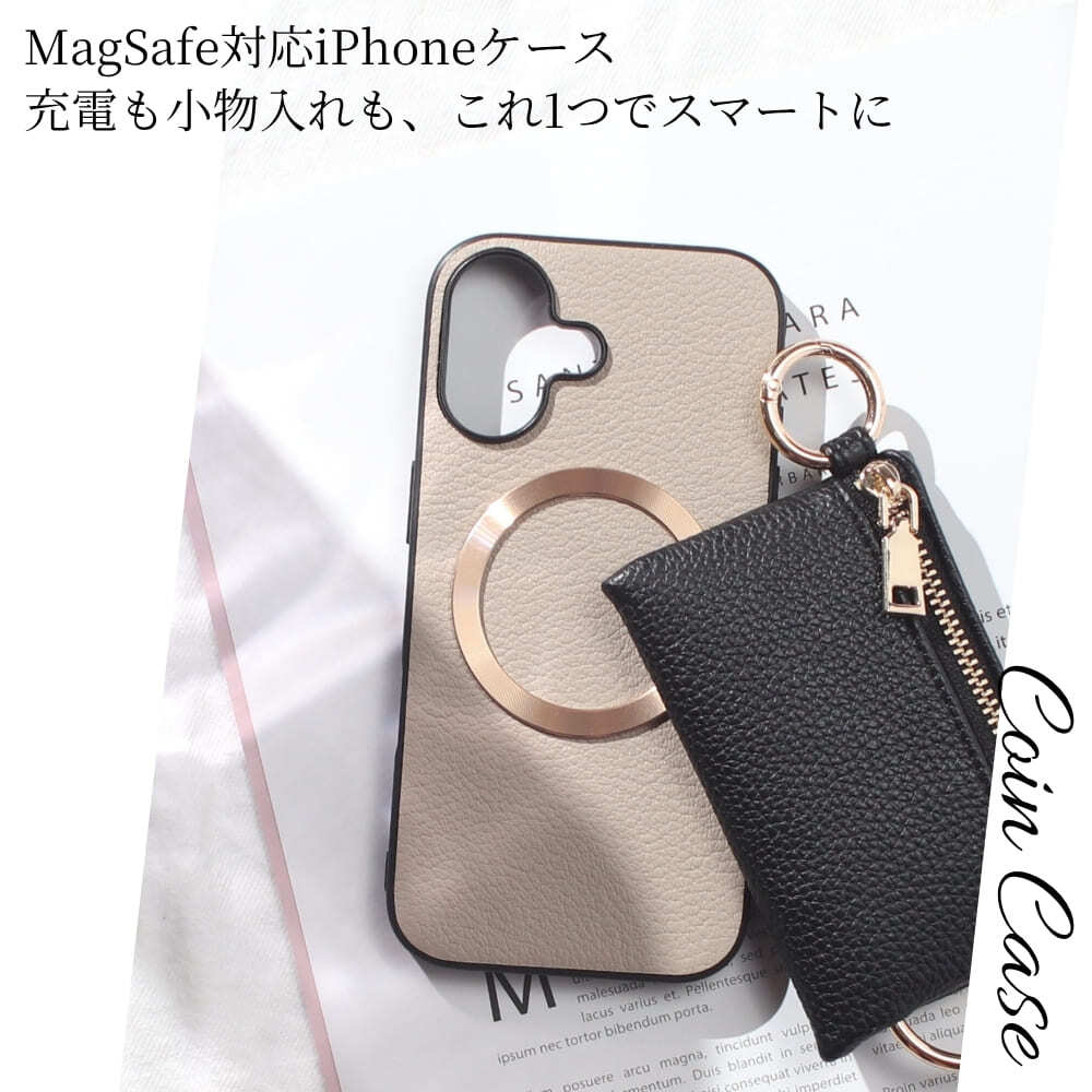 iphone ケース 本革 小銭入れ付き iphone17 iphone16 iphone15 iphone14 Magsafe対応 ウォレット 財布 レザー アイフォン 17 16 15 14 13 マグセーフ マグネット 小物入れ カード コイン Pro MAX Plus mini 17e air ポーチ カード収納 17プロ マックス ゴールド 送料無料