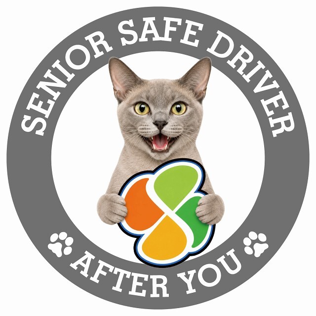 カーサイン 高齢者マーク SENIOR SAFE DRIVER ヨーロピアンバーミーズ ステッカー シール 直径13cm 肉球 日本製 車