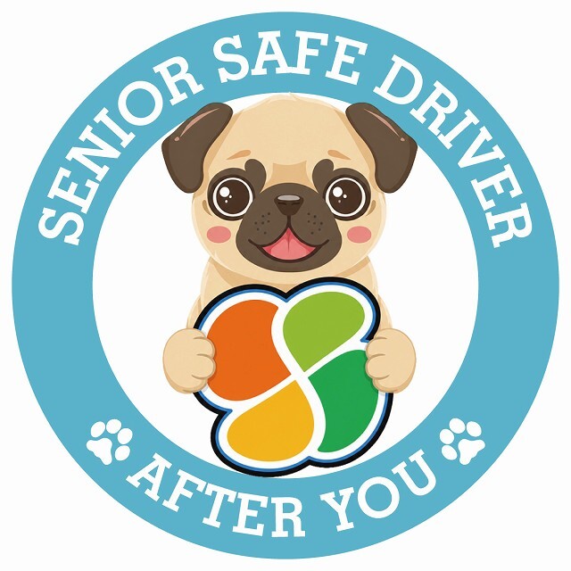 カーサイン 高齢者マーク SENIOR SAFE DRIVER パグ ステッカー シール 直径13cm 肉球 日本製 車