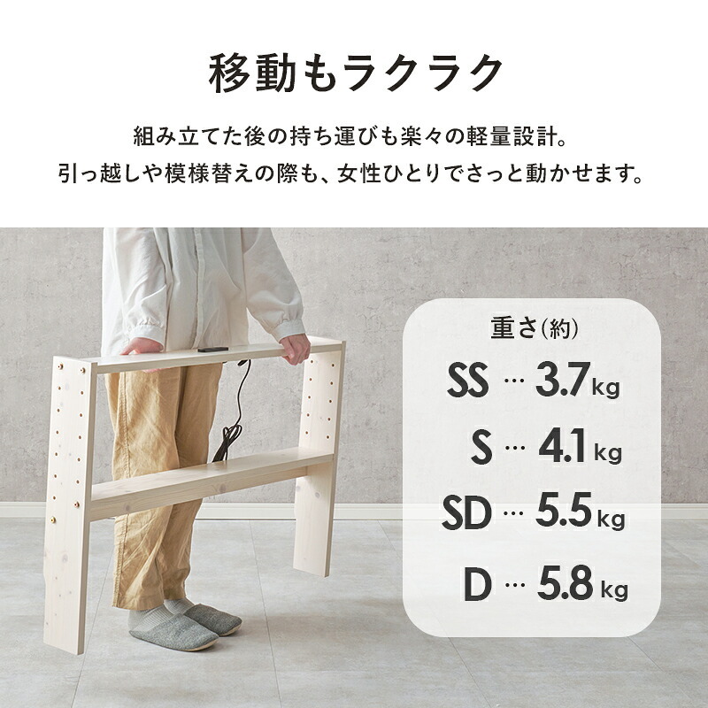ベッド 寝具 ヘッドボード WH-7710 2口コンセント付き シングルサイズ対応 セミダブル ダブル 宮棚 木製 天然木 新生活 フレーム 本棚 引っ越し 子供部屋 高さ調節 スリム コンパクト 頑丈 丈夫 寝室 一人暮らし