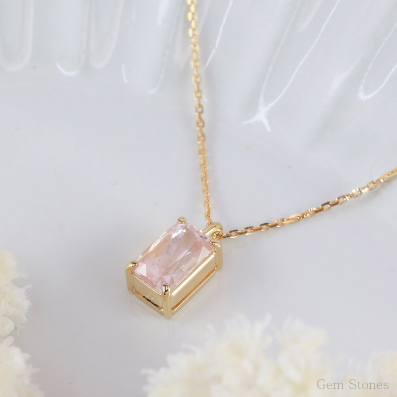  非加熱 ピーチサファイア　1.87ct ネックレス ペンダント 18金 K18 シンプル 一粒 一石 女性 プレゼント ギフト 誕生石 サファイア ピンク サファイアネックレス Drops