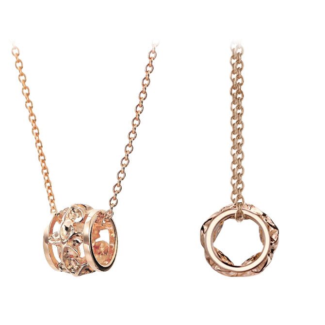 ゴールド ネックレス ハワイアンジュエリー ネックレス ピンクゴールド バレル 樽 プルメリア 透かし模様 14K K14ピンクゴールド K10 10Kあずきチェーン太0.7mm ギフトラッピング可能 彼女 妻 女性 レディース プレゼント ハロウィン 【品番：CG-GP105R】