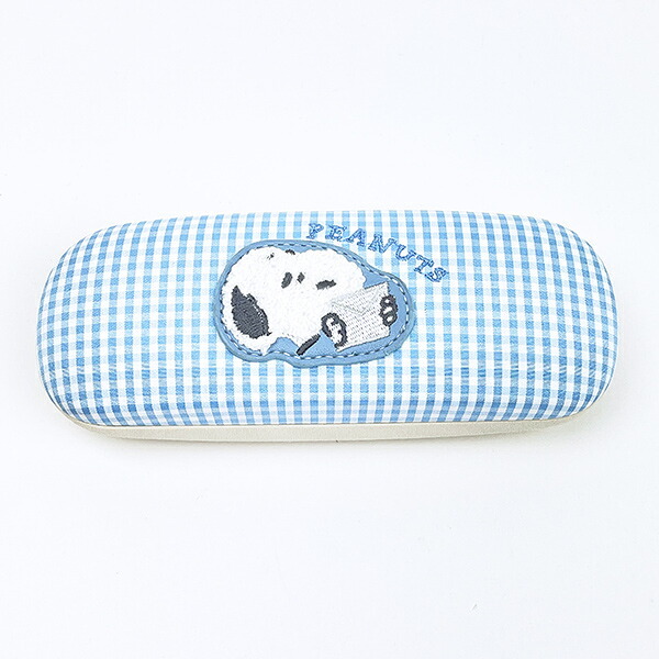 スヌーピー メガネケース ブルー サガラワッペンチェック SNOOPY