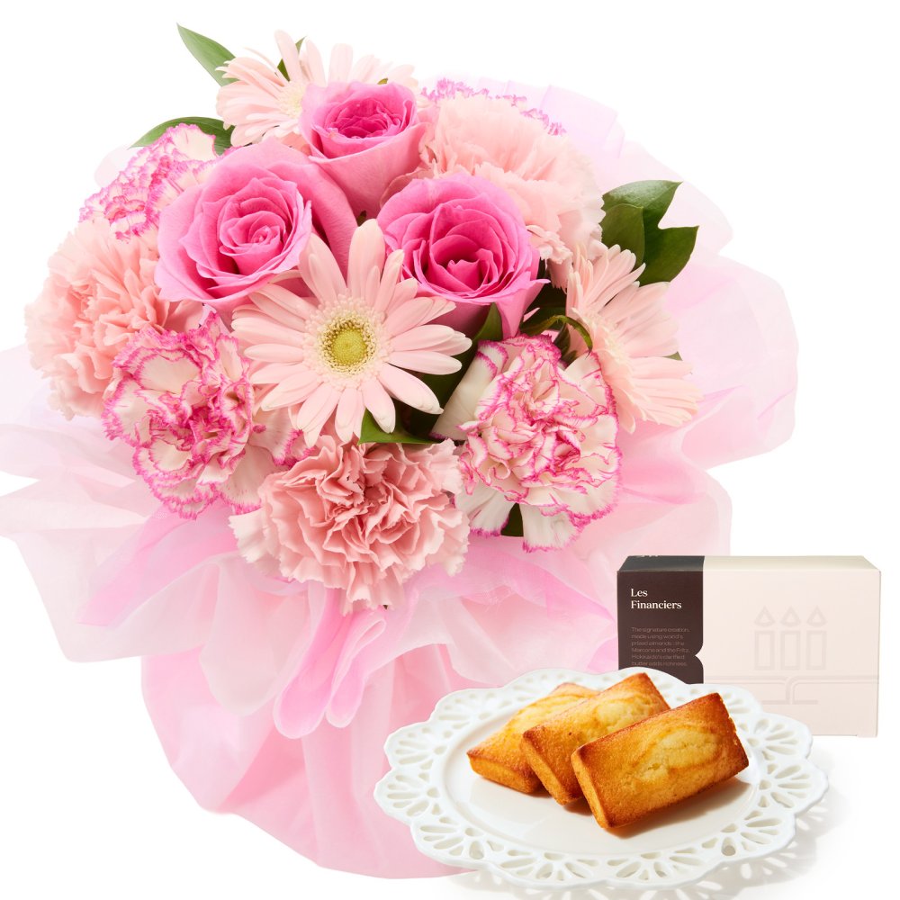 そのまま飾れるブーケ Mサイズ 花とお菓子 花 花束 スイーツ セット 敬老 お中元 敬老の日 退職 入学 お返し ギフトお返し 誕生日プレゼント 敬老 送料無料 土日OK ブルーミー バラ 花瓶・水いらず スタンディングブーケ プチギフト まだ間に合う