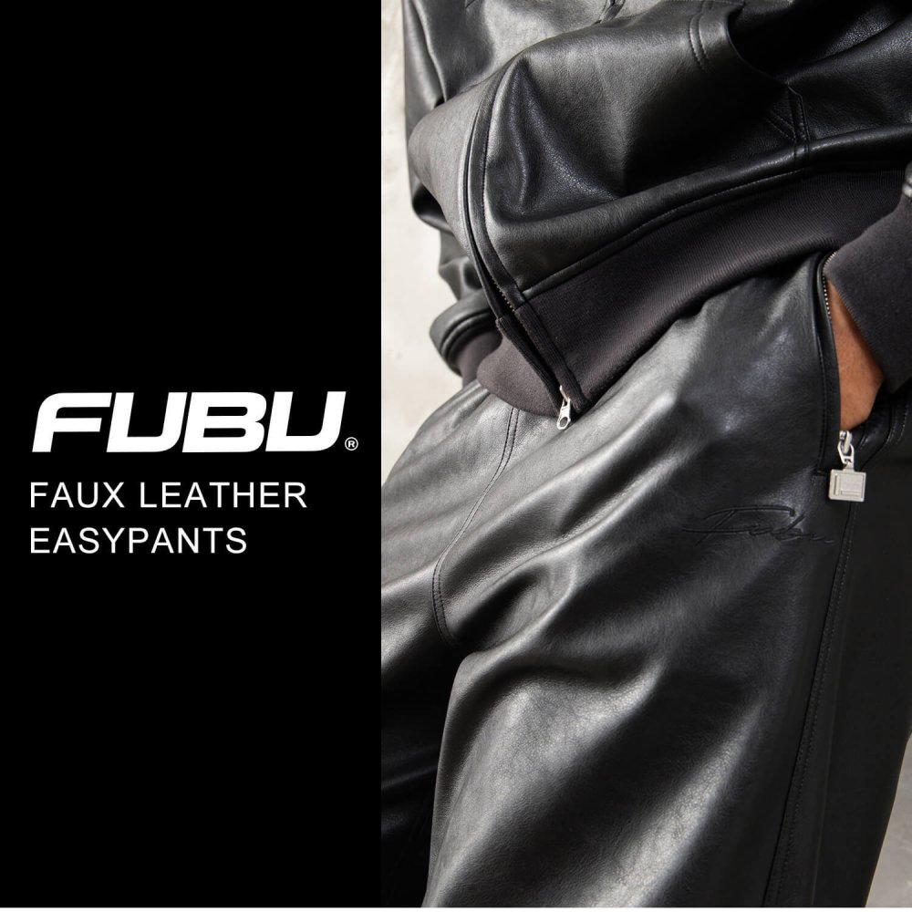 FUBU フブ レザーパンツ メンズ レディース fam-62500 フェイクレザー イージーパンツ ワイドパンツ バギーパンツ 合皮 ルーズシルエット ストリート ヒップホップ ダンス カジュアル ボトムス M L XL XXL 2026FW Karlas