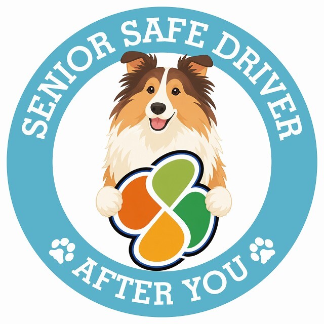 カーサイン 高齢者マーク SENIOR SAFE DRIVER ラフコリー ステッカー シール 直径13cm 肉球 日本製 車