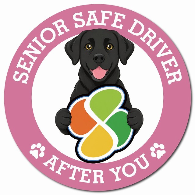 カーサイン 高齢者マーク SENIOR SAFE DRIVER ラブラドール マグネット 強力 直径13cm 肉球 日本製 車 ステッカー