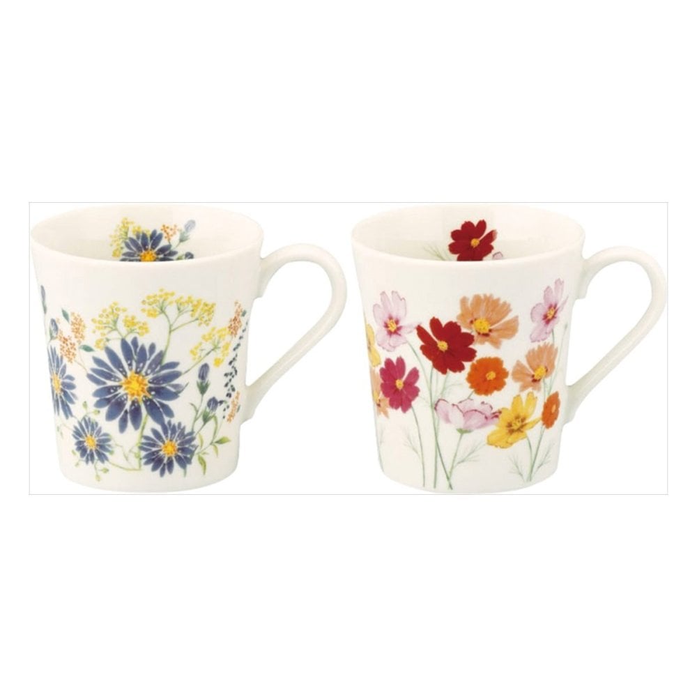 日比谷花壇 花言葉 ペアマグセット 孔雀草 コスモス マグカップ 陶器 陶磁器 食器 化粧箱入り【北海道・沖縄県・離島 配送不可】