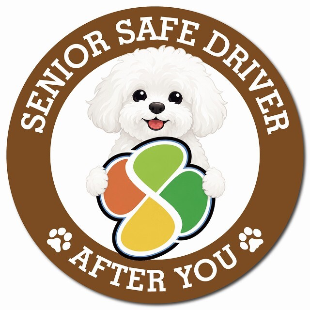 カーサイン 高齢者マーク SENIOR SAFE DRIVER ビションフリーゼ マグネット 強力 直径13cm 肉球 日本製 車 ステッカー