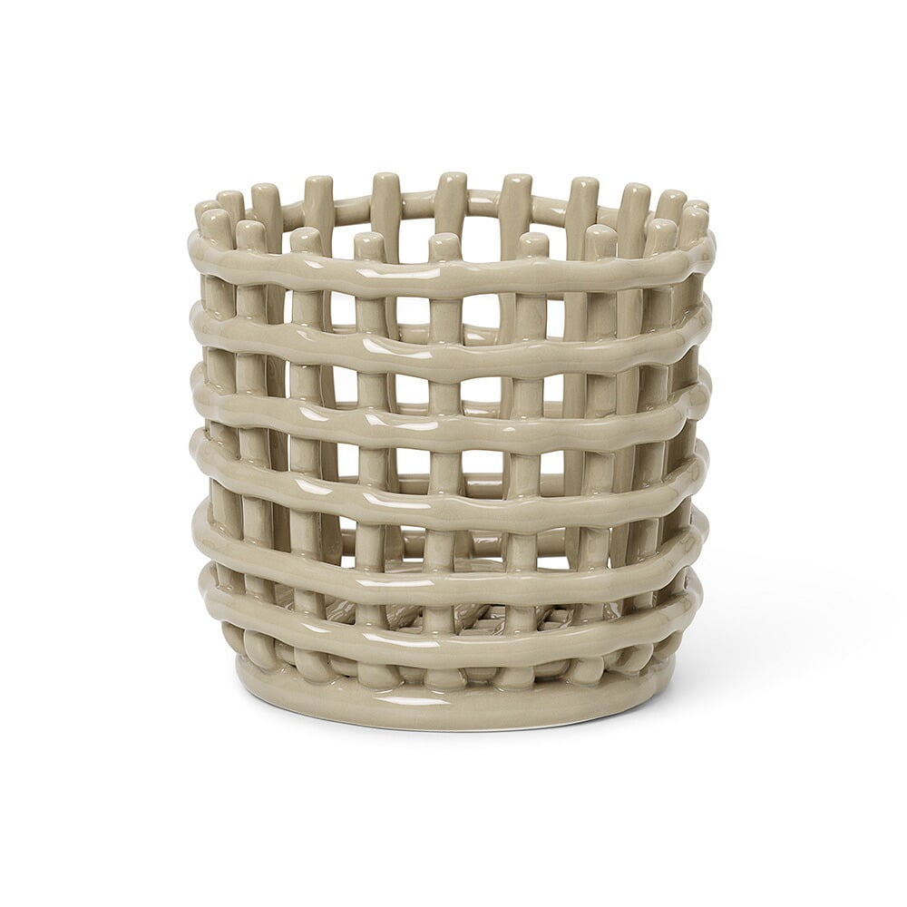 ferm LIVING ファームリビング セラミック バスケット スモール 直径16cm 北欧雑貨 インテリア カゴ おしゃれ 小物入れ デンマーク 収納 陶器 ポットカバー 鉢カバー インテリア雑貨 北欧雑貨 キッチン 玄関 リビング
