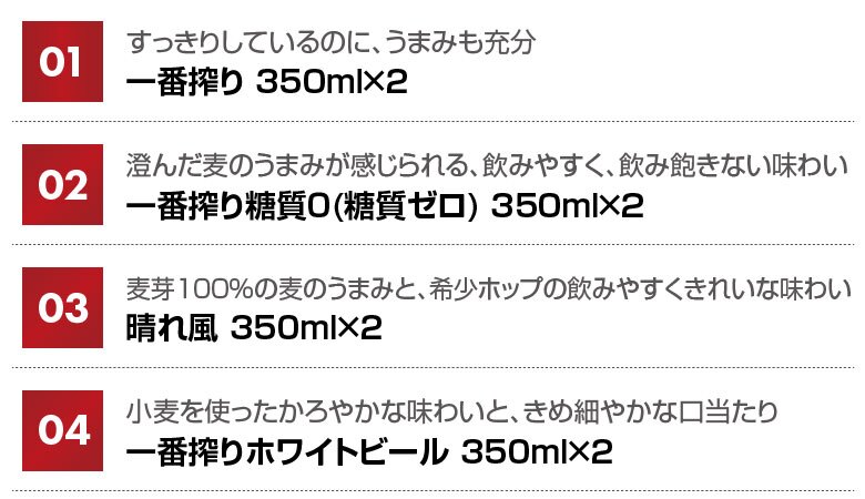 お歳暮　キリン ビール飲み比べセット  4種 8本 ビールギフトセット誕生日プレゼント お歳暮 お供え 2343 一番搾り、一番搾りホワイト、糖質ゼロ、晴れ風 出産 お祝い 内祝い お返し 上棟 お返し 寸志【１梱包6セット迄、送料1個分】7セット以上ご購入の場合は、再度ご注文をお願いします【包装済】
