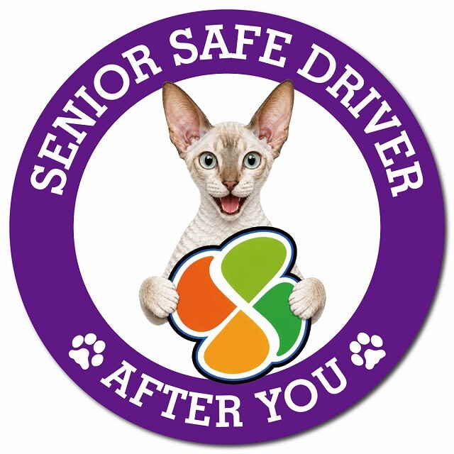 カーサイン 高齢者マーク SENIOR SAFE DRIVER コーニッシュレックス マグネット 強力 直径13cm 肉球 日本製 車 ステッカー