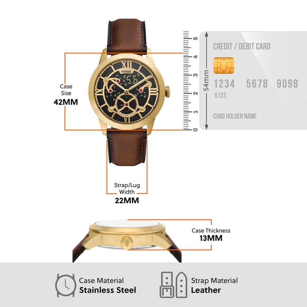 フォッシル FOSSIL 腕時計 メンズ TOWNSMAN アニメーション デジアナ ブラウン レザーウォッチ FS6190【2026 新作】