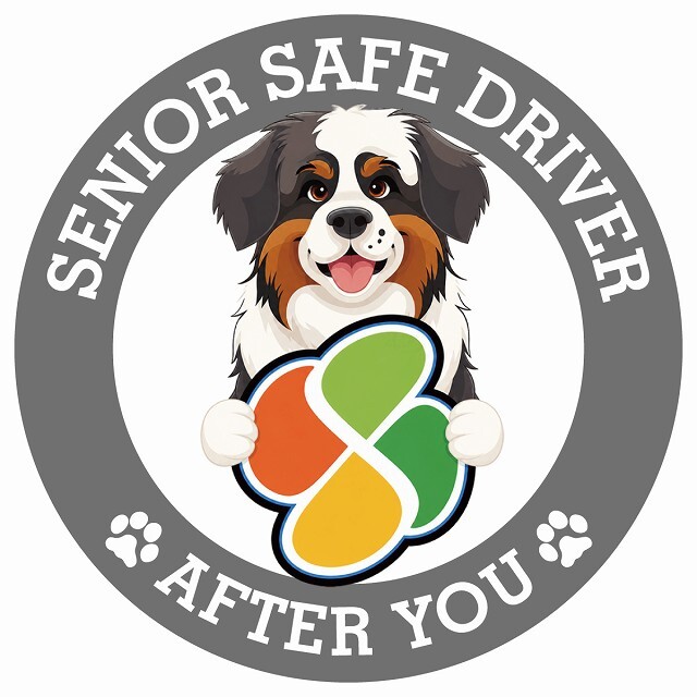 カーサイン 高齢者マーク SENIOR SAFE DRIVER セントバーナード ステッカー シール 直径13cm 肉球 日本製 車