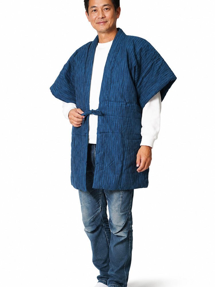 綿入り はんてん 日本製 半天 どてら メンズ やっこ 板締め 7340 MI-03 冬 丹前 はんてん 還暦 ちゃんちゃんこ ハンテン 部屋着 ルームウエア