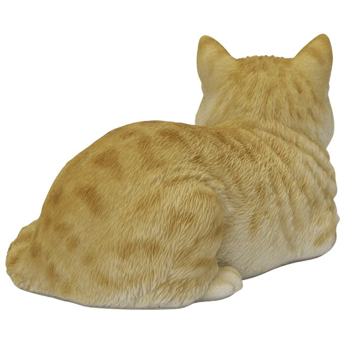 置物 猫 寝そべる茶トラ猫 幅17cm woobia ウービア リアル かわいい おしゃれ 玄関 インテリア オブジェ ガーデン 茶トラ ねこ ネコ 動物 アニマル 癒し 棚 北欧 リビング プレゼント ギフト 新築祝い 猫好き ねこグッズ