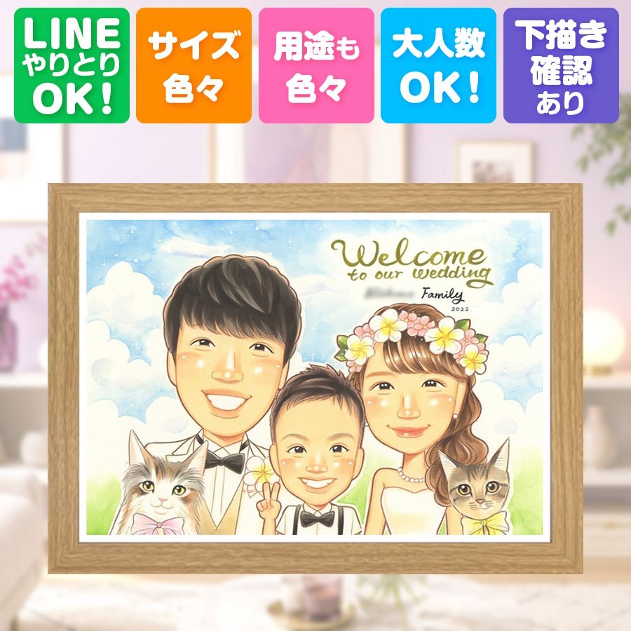 似顔絵 贈り物 ウェルカムボード ギフト 手描き プレゼント 名入れ 結婚式 ウェディング 婚礼 結婚祝い ウェルカムボード 新郎 新婦 カップル 両親 修正無料 名入れ 下書き確認 親孝行 似てる 宝物 かわいい 思い出 ウェディング ブライダル 一生もの バレンタインデー 感謝 記念日 卒寿祝い オリジナル クリスマス 応援 家族 お祝いの品 感謝の品 節目