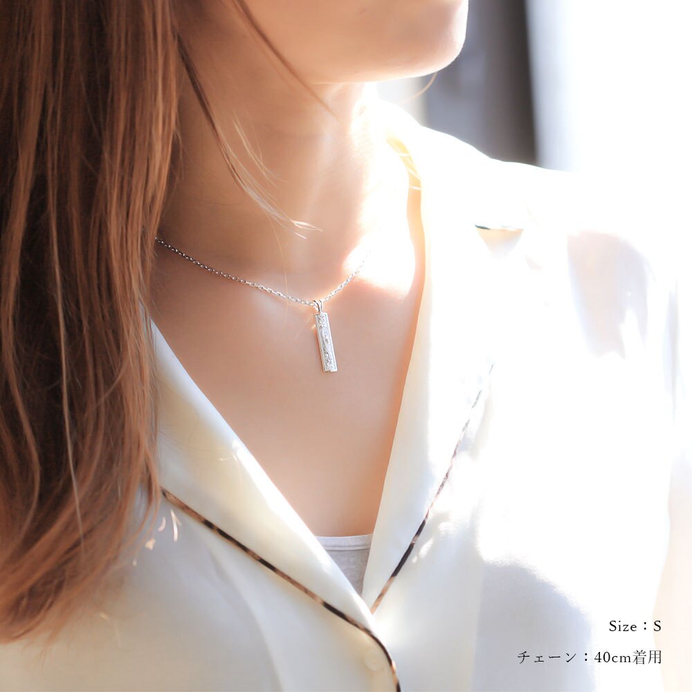 ハワイアンジュエリー ネックレス シルバー ネックレス 刻印 無料 誕生石入れ可 Sサイズ 縦24mm スクエア プレート シルバー925 ギフトラッピング可能 チェーン 長さ選べる プレゼント ハロウィン 【品番：CG-SP10702】