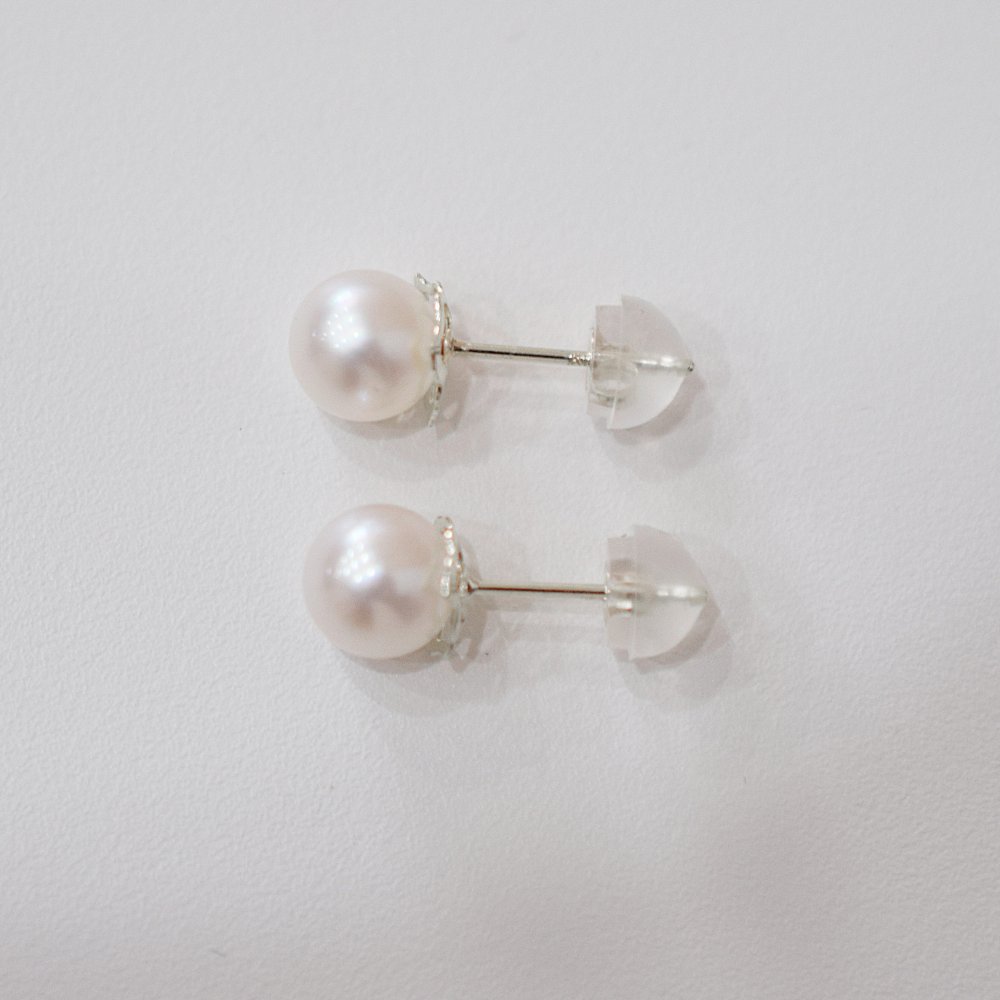［pearl621］6mm - 6.5mm ホワイトピンク 薔薇 ピアス あこや真珠