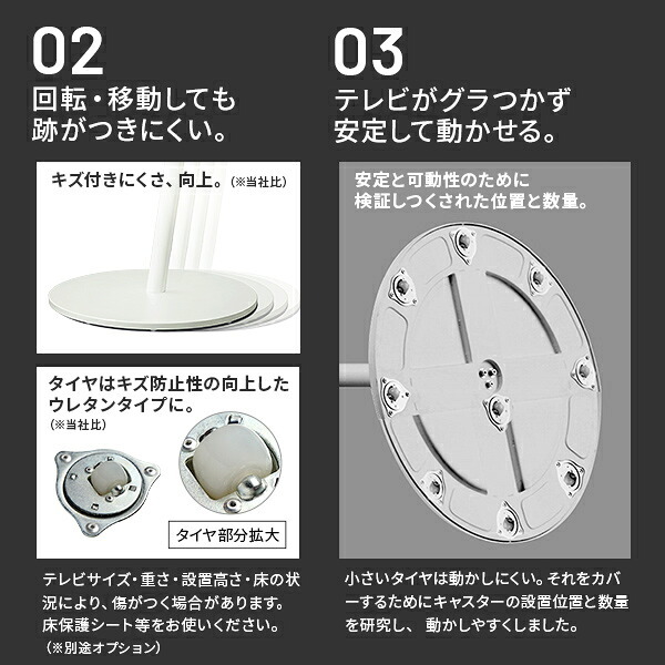 WALL SEVENSTAND セブンスタンド A2 ラージタイプ 45~80v対応 大型テレビ対応 コード収納 自立型 キャスター付き 移動 フラット 薄型ベース テレビ台 テレビスタンド TVスタンド ホワイト ブラック ウォールナット 震度7耐震