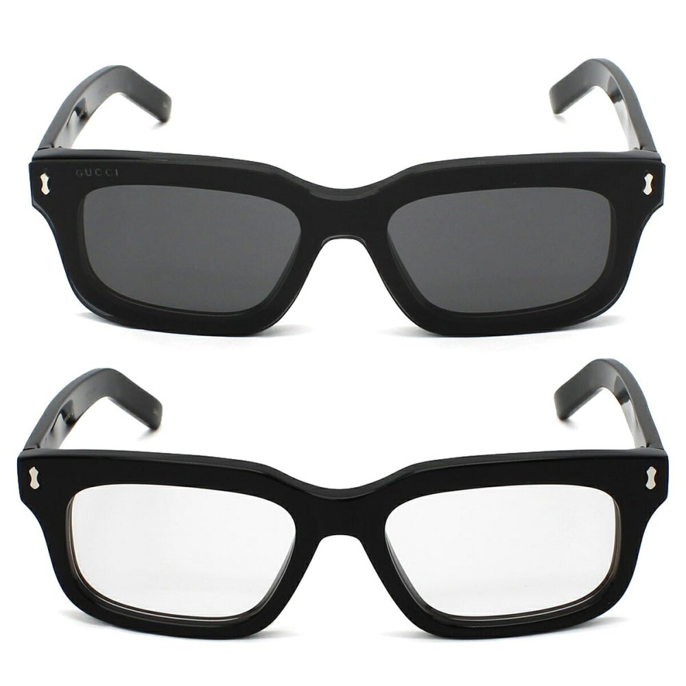 グッチ GUCCI サングラス EYEWEAR グローバルフィット 2WAY UVカット アイウェア スクエア GG1711S-001 メンズ レディース ユニセックス ブラック+トランスペアレント（クリア）+ クリップオン装着時スモーク 国内正規品
