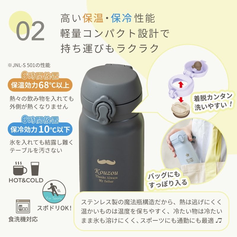 ★新色追加 名入れ無料 プレゼント 水筒 サーモス 名前入り THERMOS 真空断熱ケータイマグ JNL-S301/501/601 300ml・500ml・600ml【マーク】超軽量 食洗機対応 保冷保温 名入れギフト 食洗機対応 卒業 卒団 記念品 即日配送可能 無料ラッピング メッセージカード