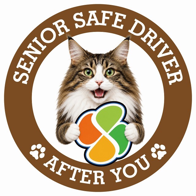 カーサイン 高齢者マーク SENIOR SAFE DRIVER ノルウェージャンフォレストキャット ステッカー シール 直径13cm 肉球 日本製 車