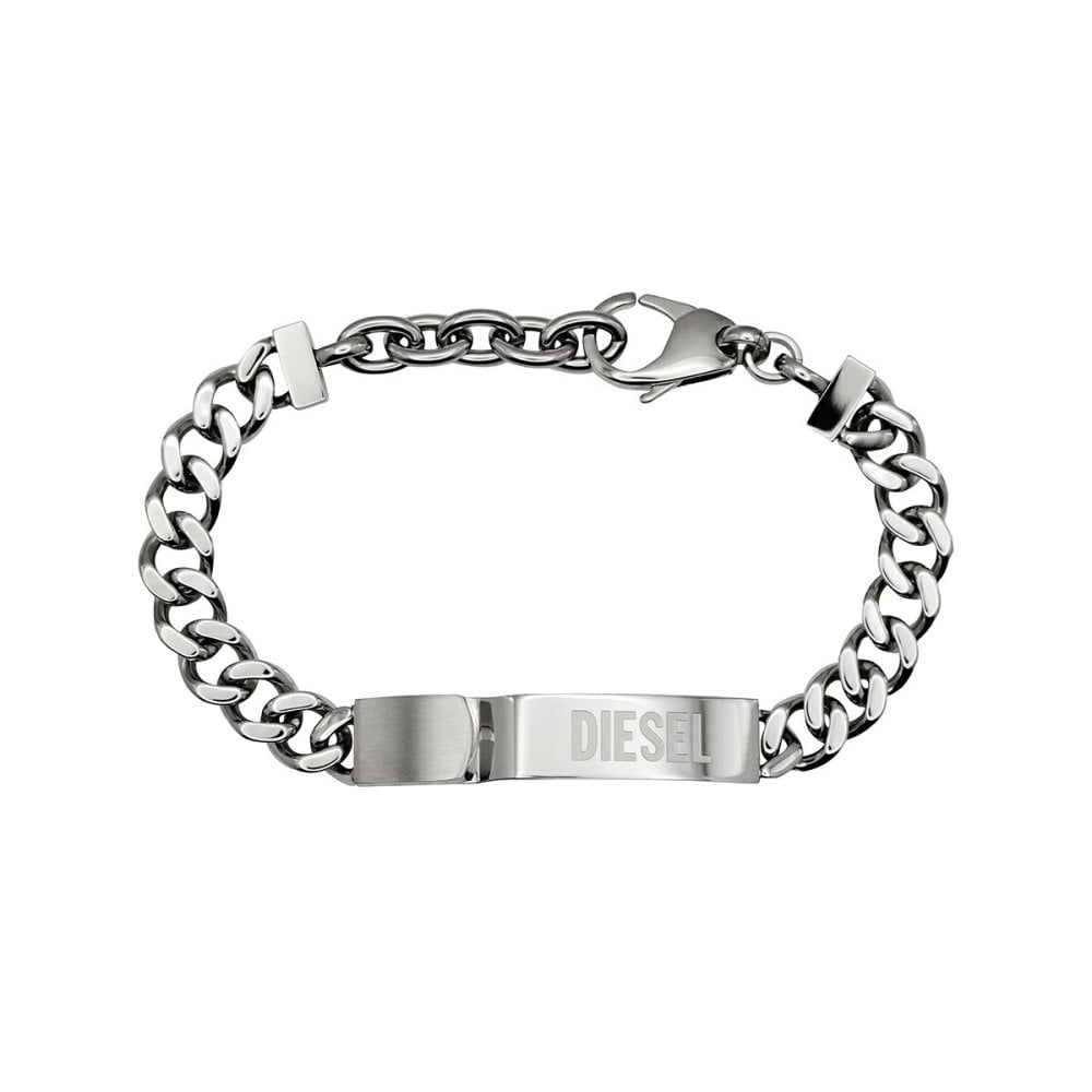 DIESEL ディーゼル DX0966040 メンズ ブレスレット アクセサリー シルバー ロゴプレート プレゼント【海外正規品】送料無料