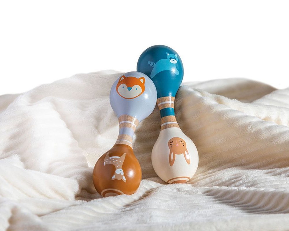 メリーマイヤー ライカ アライグマ&バニー ウッドラトル 14.5cm ウサギ | Leika 知育 玩具 ベビー 赤ちゃん 用品 かわいい ファーストトイ モンテッソーリ Mary Meyer 木製 がらがら 積み木 正規輸入品