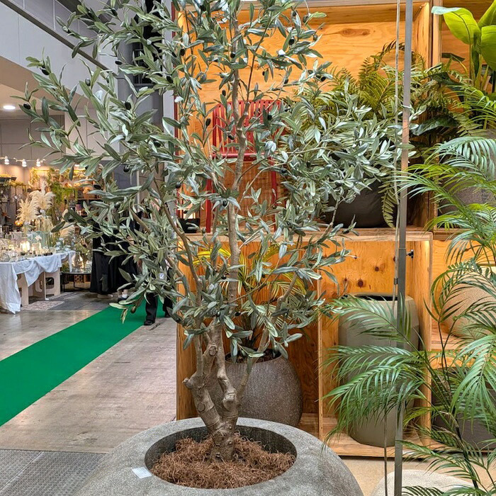 観葉植物 造花 オリーブ BROWN 全高約225cm 大型 実付き フェイクグリーン 高級 本物そっくり リアル おしゃれ インテリア 人工観葉植物 アーティフィシャルグリーン オフィス 店舗 ホテル カフェ 開店祝い 室内 リビング 玄関 風水 庭木 オリーブの木