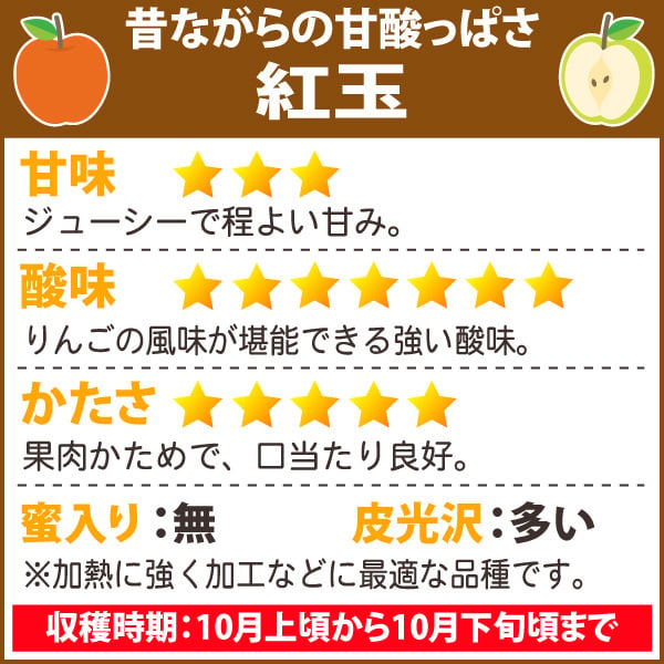 １０月下旬頃から発送開始　青森りんご 紅玉 こうぎょく ●家庭用10C箱(10kg箱:約36～50個入)