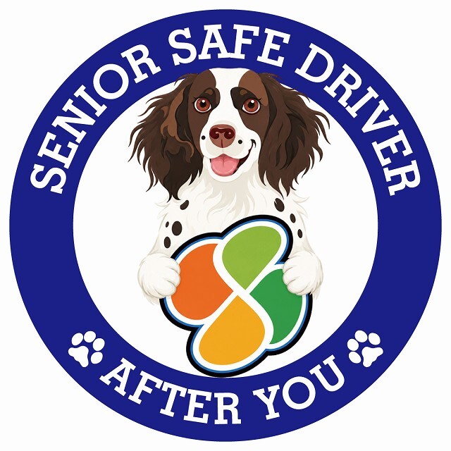 カーサイン 高齢者マーク SENIOR SAFE DRIVER スモールミュンスターレンダー ステッカー シール 直径13cm 肉球 日本製 車