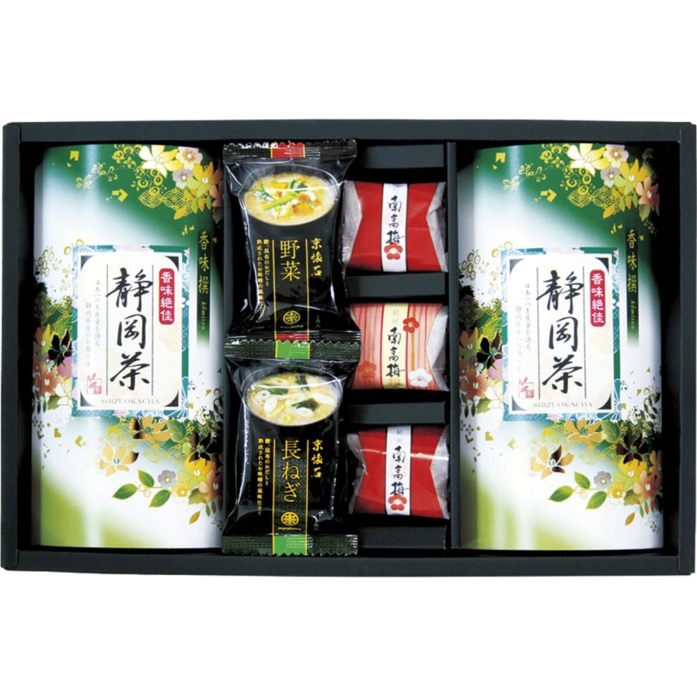静岡茶 南高梅 味噌汁 詰合せ ギフトセット 計7点入 緑茶 茶葉 梅 個包装 フリーズドライ味噌汁【沖縄県・離島 配送不可】