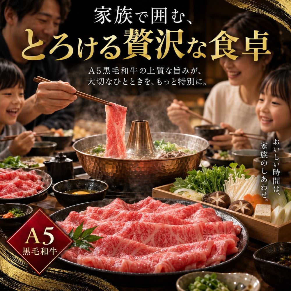 A5黒毛和牛 薄切り4種食べ比べ 400g ロース 肩みすじ 三角バラ 赤身 すき焼き しゃぶしゃぶ 肉ギフト