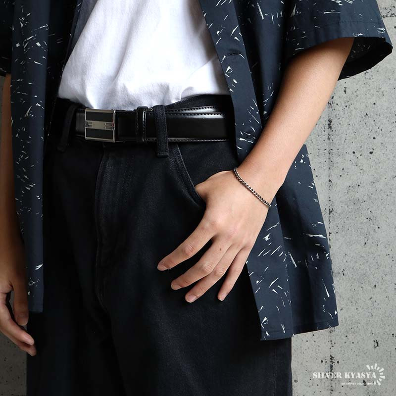 チタン シングル喜平ブレスレット 細身 シルバー メンズ チェーン 腕輪 シンプル 渋い色合い スリム アクセサリー クール シック ミニマル 大人 カジュアル きれいめ 重ね付け ベーシック 手元 定番 金属アレルギー対応