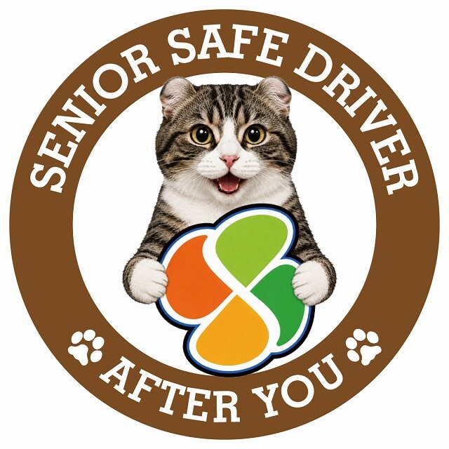 カーサイン 高齢者マーク SENIOR SAFE DRIVER キンカロー ステッカー シール 直径13cm 肉球 日本製 車