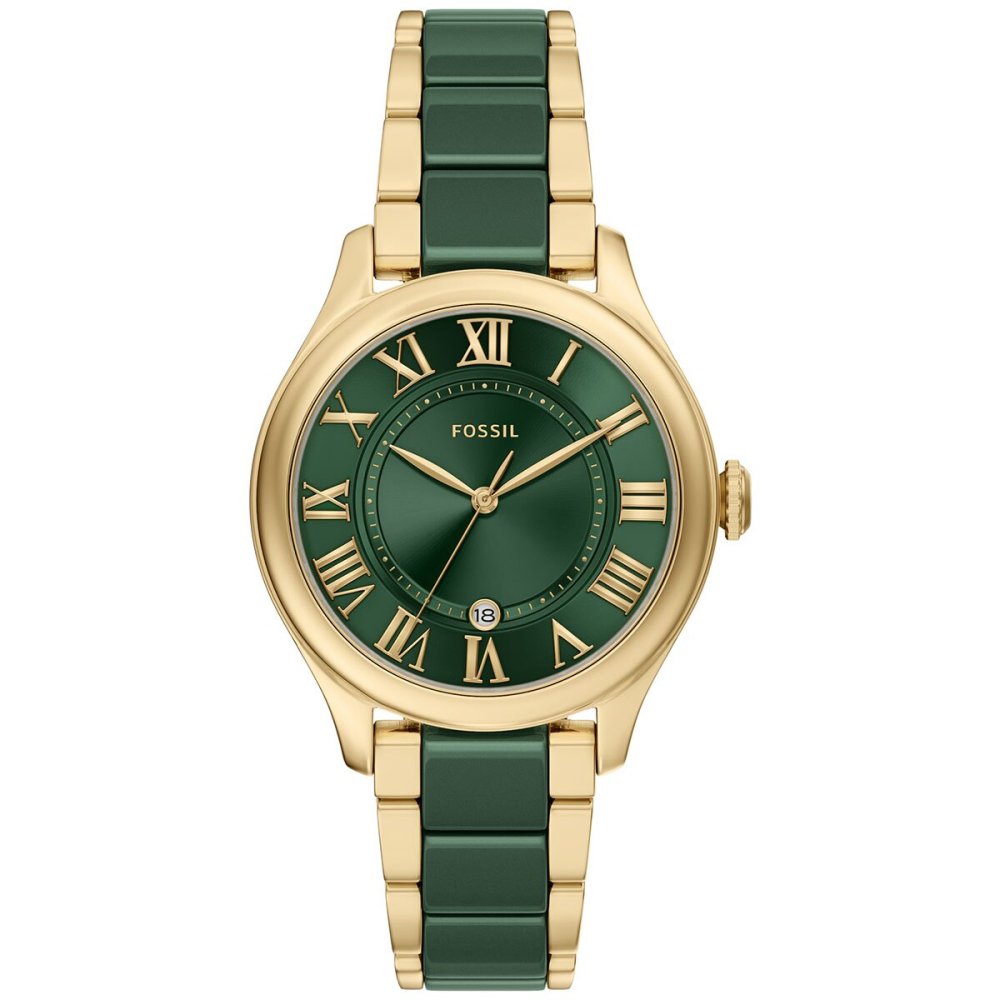 フォッシル FOSSIL 腕時計 レディース GILMORE デイト アナログ ステンレススチール＆グリーンセラミックウォッチ CE1138【2026 新作】