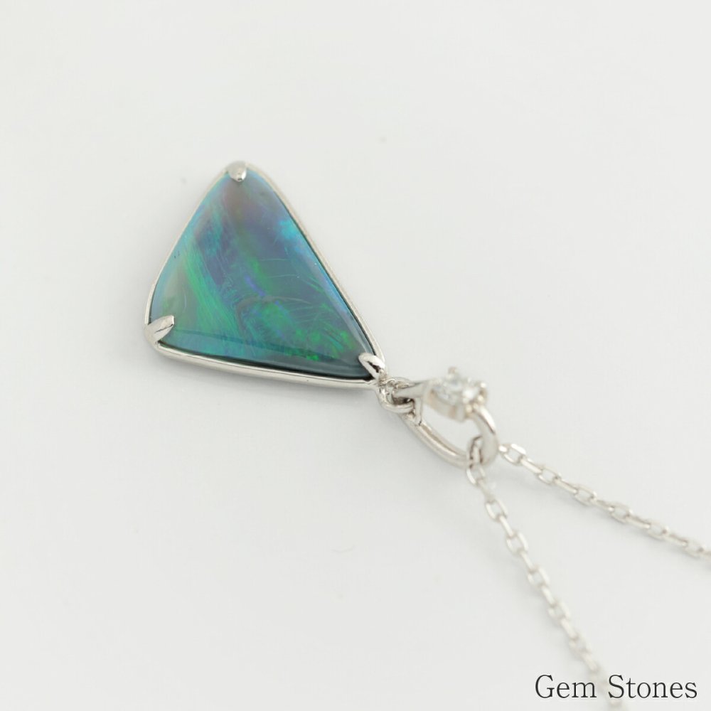 上質 ブラックオパール ネックレス 1.080ct ダイヤモンド プラチナ Pt900 ペンダント シンプル エレガント 上品 レディース 宝石 ダイヤ 一粒 一石 ジュエリー 10月 誕生石 プレゼント