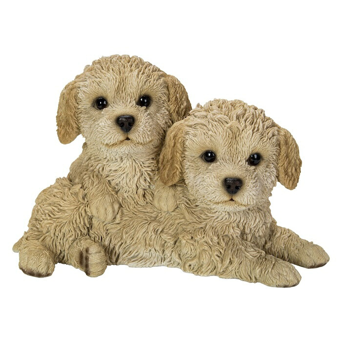 置物 犬 二匹プードル 幅20.8cm woobia ウービア いぬ リアル かわいい おしゃれ 玄関 インテリア オブジェ ガーデン トイプードル 子犬 動物 アニマル 癒し 棚 北欧 プレゼント ギフト 新築祝い 犬好き