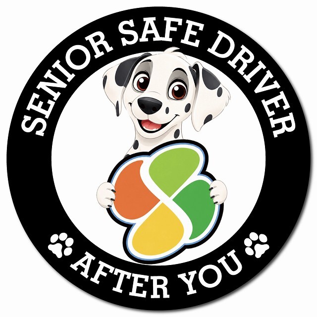 カーサイン 高齢者マーク SENIOR SAFE DRIVER ダルメシアン マグネット 強力 直径13cm 肉球 日本製 車 ステッカー