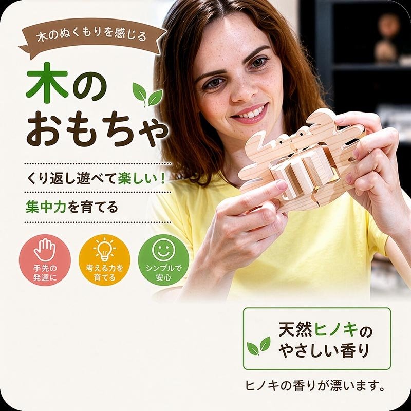 [日本製安心おもちゃ]　お風呂で遊ぼう！かに (水陸両用 木のおもちゃ)日本グッドトイ受賞　 [6ヶ月 1歳 2歳 3歳 赤ちゃん おもちゃ 誕生日ギフト 出産祝いにお薦め♪床では輪ゴムを2本使うのがおススメ お風呂で遊ぶ時は輪ゴムを1本にしたほうがゆっくり進みます。男の子＆女の子 ベビー 木育 ] 