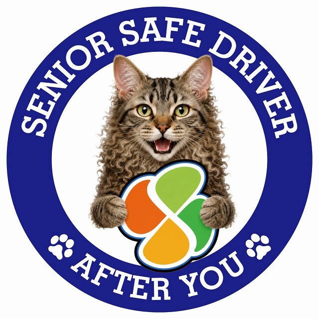 カーサイン 高齢者マーク SENIOR SAFE DRIVER ラパーマ ステッカー シール 直径13cm 肉球 日本製 車