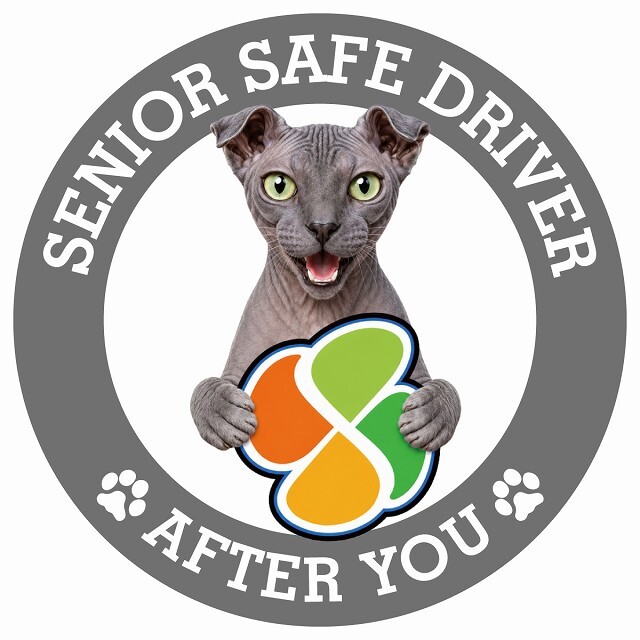 カーサイン 高齢者マーク SENIOR SAFE DRIVER ユークレニアンレフコイ ステッカー シール 直径13cm 肉球 日本製 車