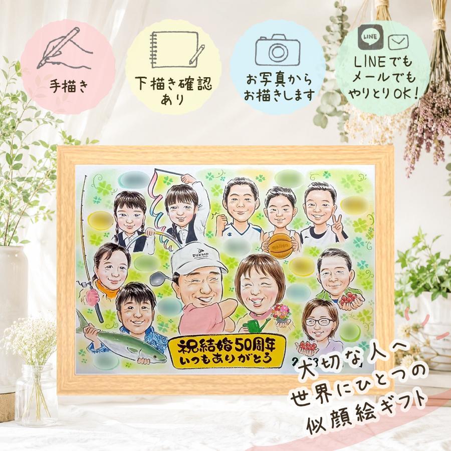 結婚記念日のプレゼントに、似顔絵という形に残る贈り物を。 似顔絵 金婚式 ギフト 贈り物 プレゼント 手描き 名入れ 結婚記念日 長寿 誕生日 お祝い 大人数 ご夫婦 家族 祖父 ご両親 修正無料 下書き確認 名入れ かわいい 似てる サプライズ そっくり 長寿 一生もの 宝物 結婚50周年 感謝 ハロウィン バレンタインデー 長寿祝い 大量注文 ブライダルギフト 闘病中の方への励まし