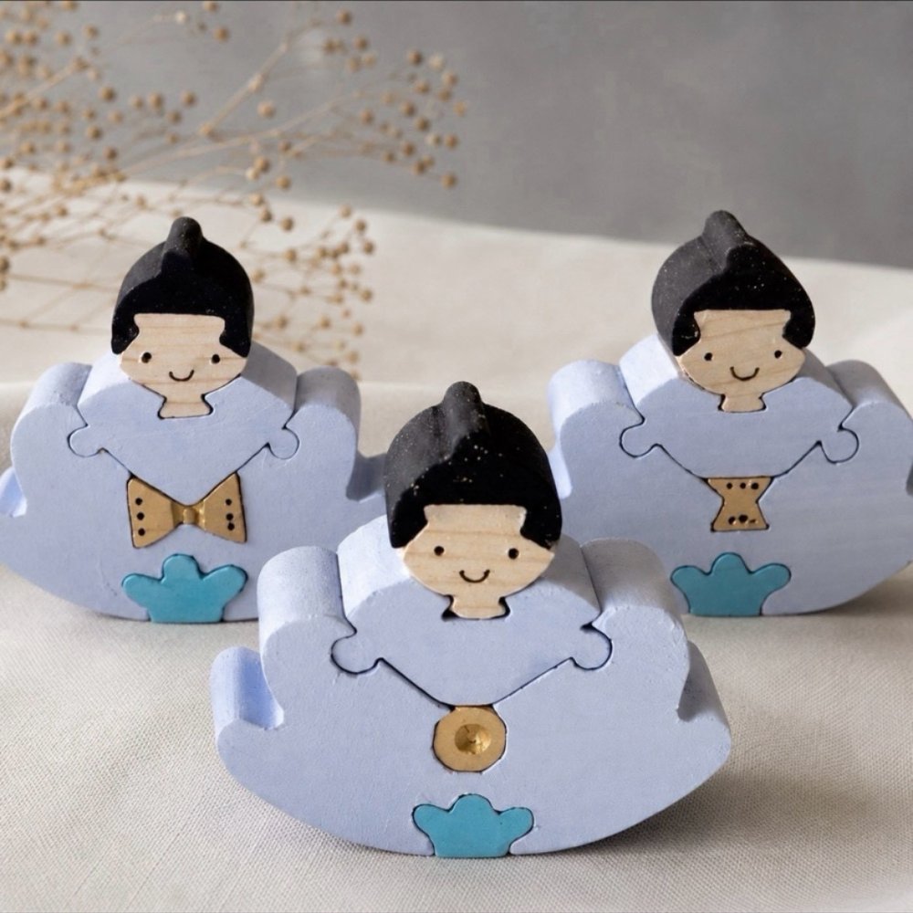 国産ヒノキの五人囃子組み木｜木製ひな人形・ひな祭り飾り｜桃の節句・雛飾り