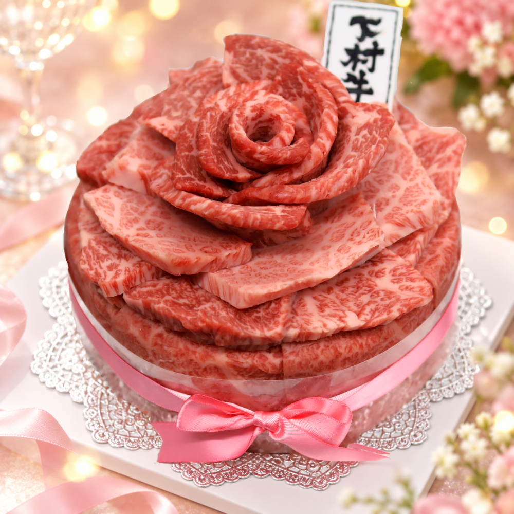 黒毛和牛「下村牛」肉ケーキ 500g 牛肉 ギフト 御祝 内祝 御礼 御年賀 快気祝 御見舞 お中元 お歳暮 敬老の日 父の日 母の日 お誕生日
