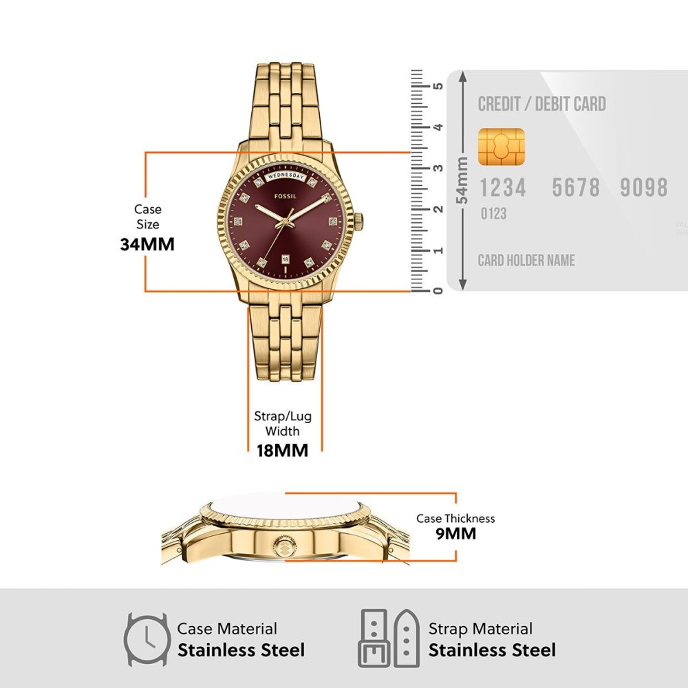フォッシル FOSSIL 腕時計 レディース SCARLETTE デイデイト アナログ ゴールドトーン ステンレススチールウォッチ ES5514【2026 新作】