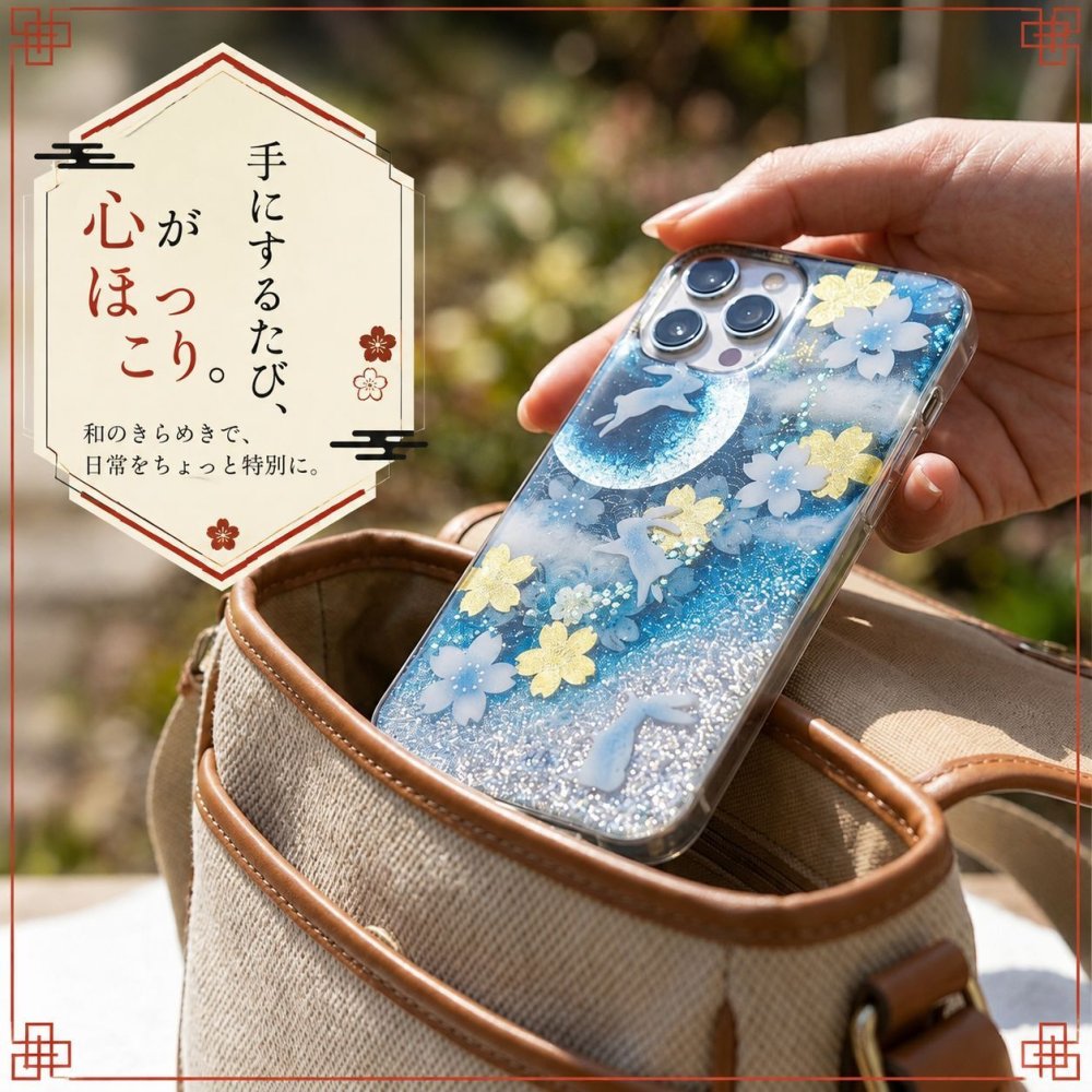 【全機種対応】職人の手作り！和柄スマホケース「利」名入れ 送料無料 和柄 和風 桜 職人 伝統工芸 ハンドメイド ハードケース 手帳型 iPhone 17 Xperia AQUOS Android 各機種対応