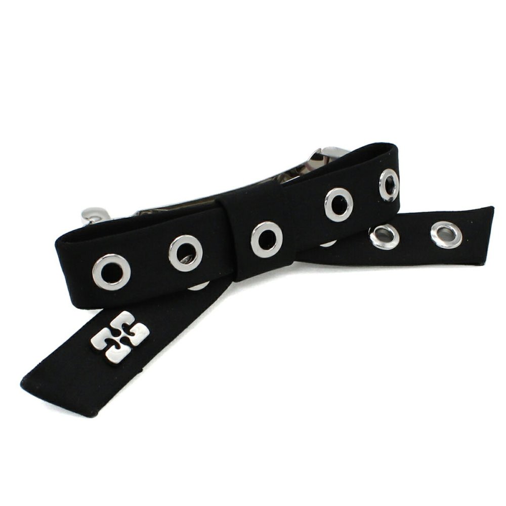 ガニー GANNI ヘアアクセサリー リボン バレッタ A6469-099 Eyelet Bow Barrette レディース ブラック 海外正規品